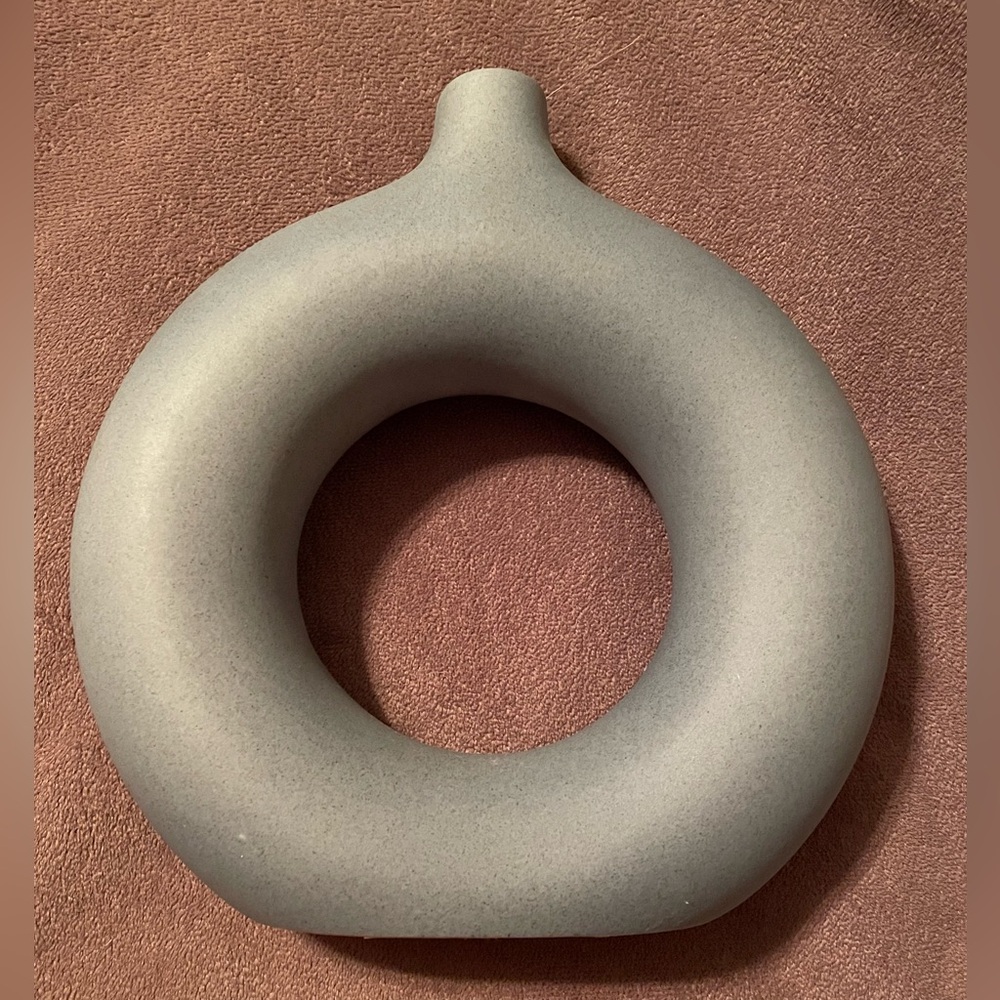 Modern Blue Grey Ceramic Ring Vase
